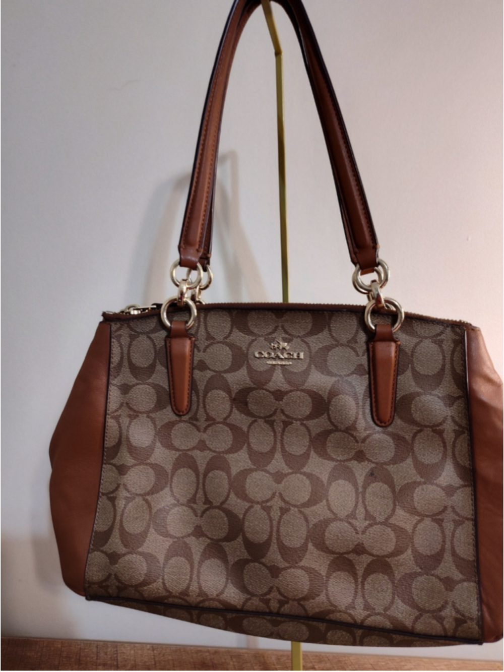 Women's Coach Signature Satchel Bag One Size Brown Tan